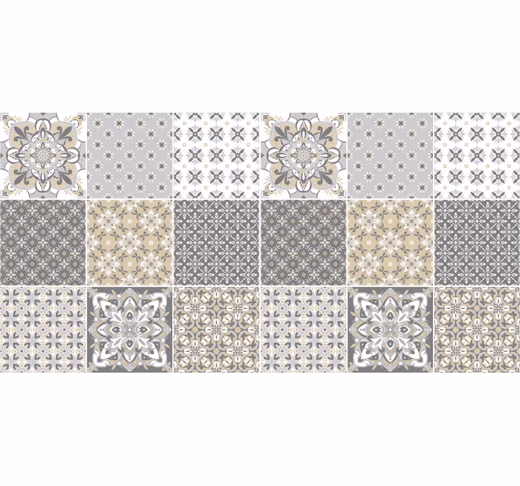 Cortina roller beige efecto azulejo marroquí - TenVinilo