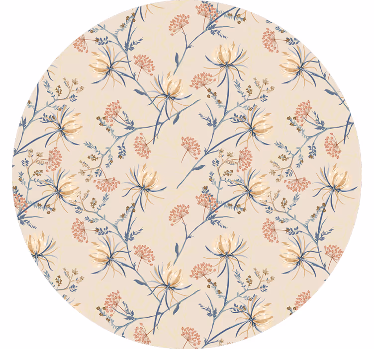 Cortina roller beige superficie de flores botánicas - TenVinilo