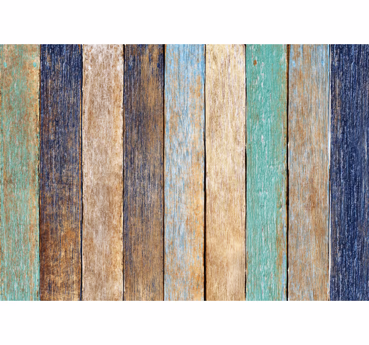 Cortina roller habitación tablones de madera coloridos - TenVinilo