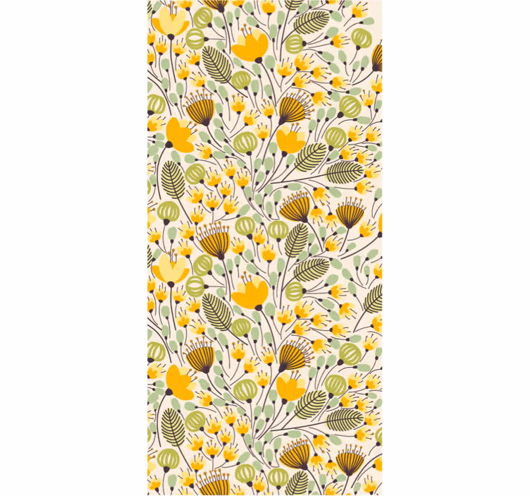 Cortina roller habitación encaje floral amarillo - TenVinilo