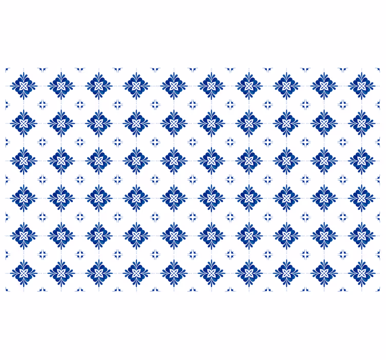 Cortina roller habitación azulejo azul vintage - TenVinilo