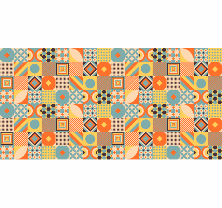 Cortina roller habitación azulejos coloridos - TenVinilo