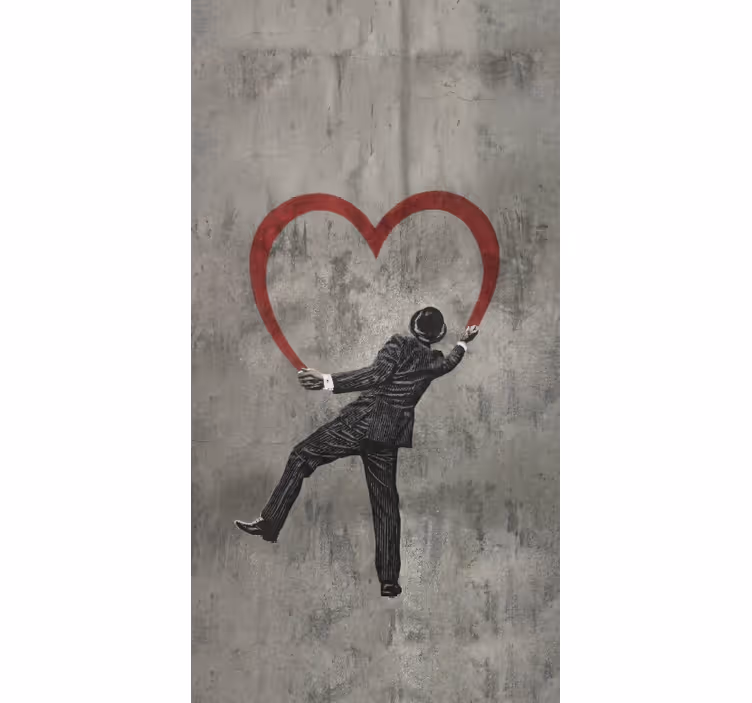 Cortina roller gris grafismo de corazón banksy - TenVinilo