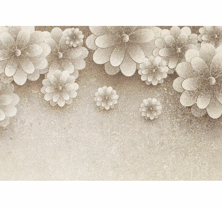 Cortina roller beige efecto flores 3d gris - TenVinilo