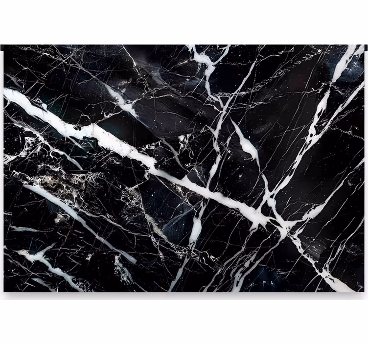 Cortina roller negra mármol en tonos blancos - TenVinilo