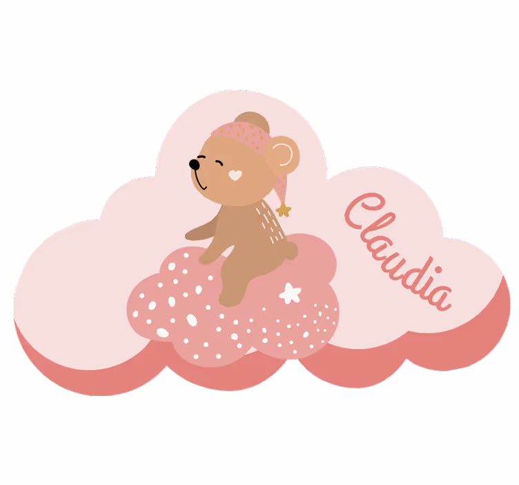 Cortina roller rosa alfombra vinílica oso nórdico - TenVinilo
