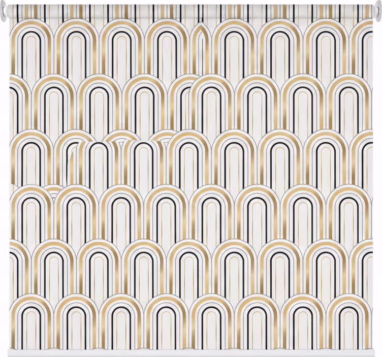 Cortina roller living comedor figuras geométricas art deco - TenVinilo