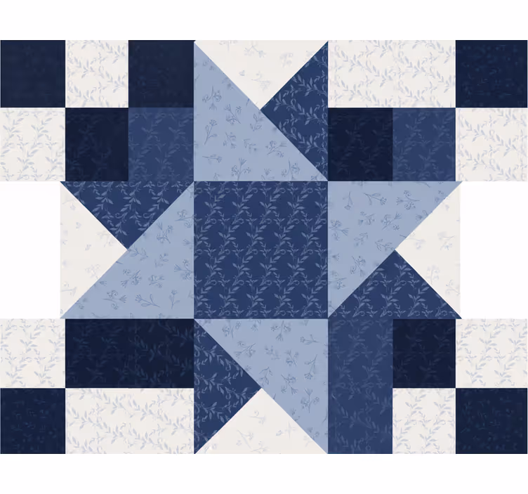 Cortina roller living comedor diseño triángulo estrella azul - TenVinilo