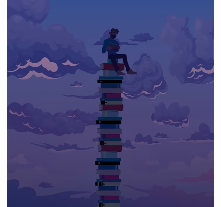 Cortina roller living comedor ilustración torre de libros - TenVinilo