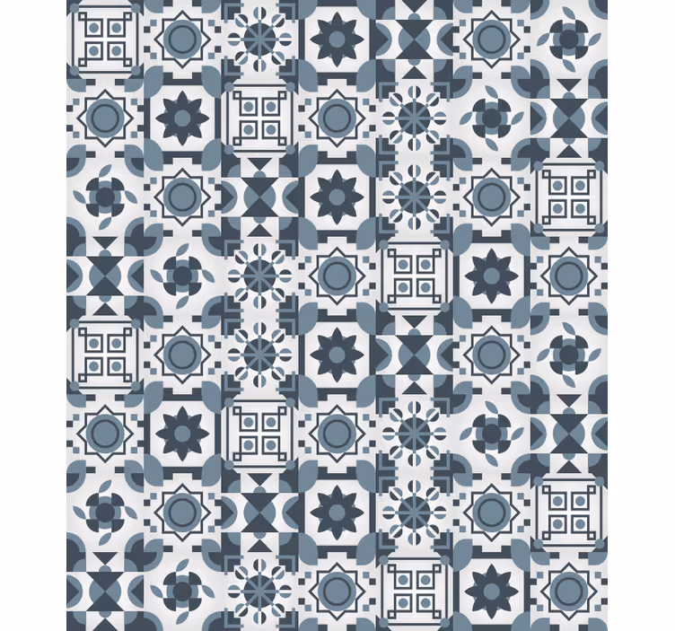 Cortina roller habitación patrón inspirado en azulejos - TenVinilo