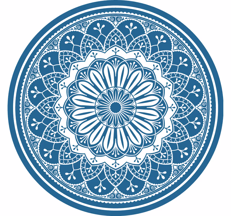 Cortina roller habitación gran mandala sobre círculo azul - TenVinilo