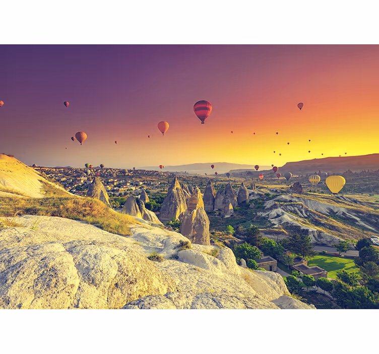 Cortina roller habitación globos de aire en capadocia - TenVinilo