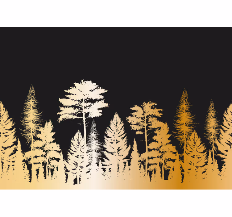 Cortina roller habitación mural árbol dorado con círculos - TenVinilo