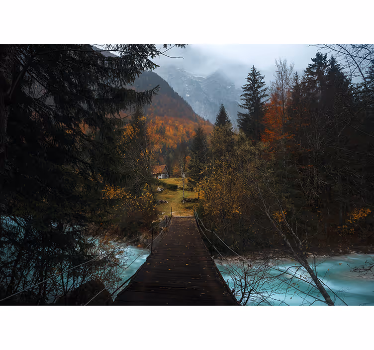 Cortina roller habitación puente en el bosque - TenVinilo