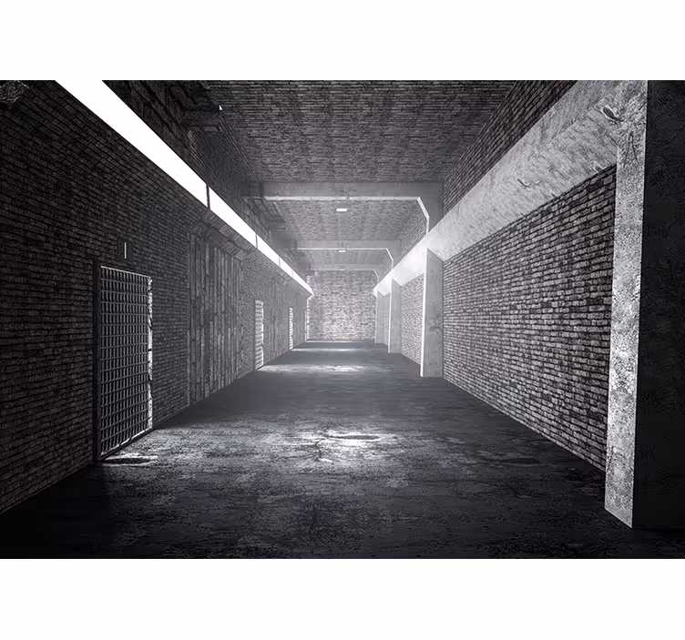 Cortina roller habitación túnel de ladrillos 3d - TenVinilo