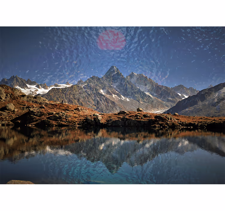 Cortina roller habitación paisaje de lago escandinavo - TenVinilo