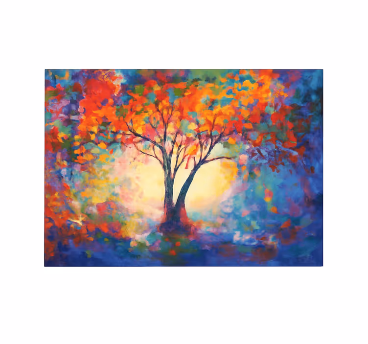 Cortina roller living comedor árbol de la vida multicolor - TenVinilo