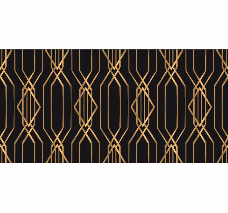 Cortina roller habitación diseño cuadrado negro y dorado - TenVinilo
