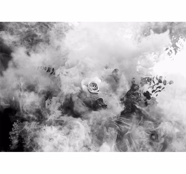 Cortina roller habitación humo blanco abstracto escandinavo - TenVinilo