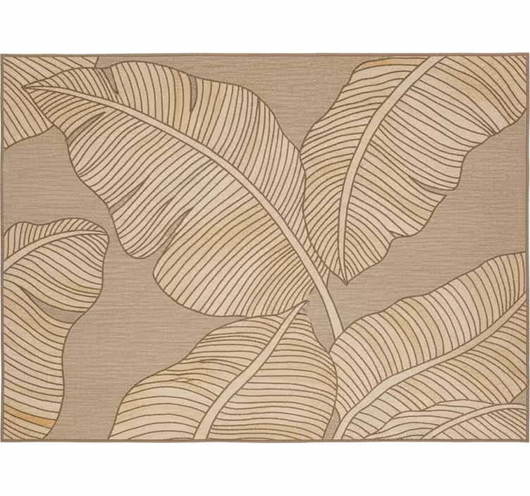 Cortina roller living comedor diseño hojas grandes beige - TenVinilo