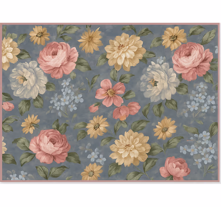Cortina roller living comedor efecto pintura floral - TenVinilo