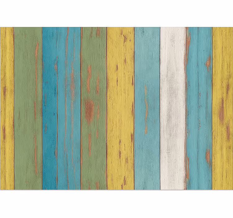 Cortina roller living comedor efecto madera lavada colorido - TenVinilo