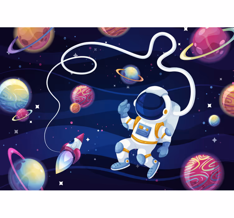 Cortina roller infantil astronautas y cohetes - TenVinilo