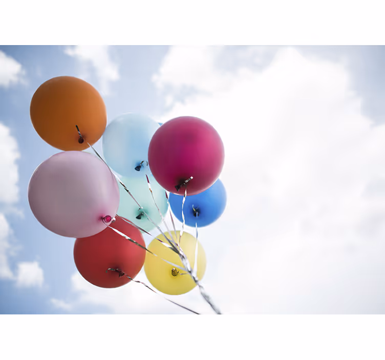 Cortina roller infantil globos de colores en el cielo - TenVinilo