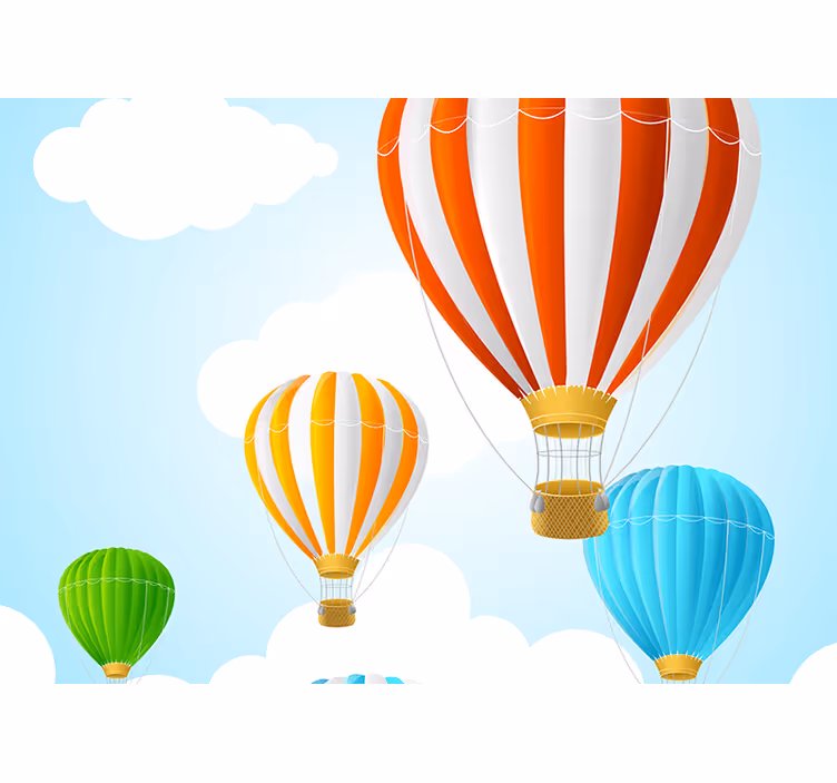 Cortina roller infantil globos aerostáticos en el cielo - TenVinilo