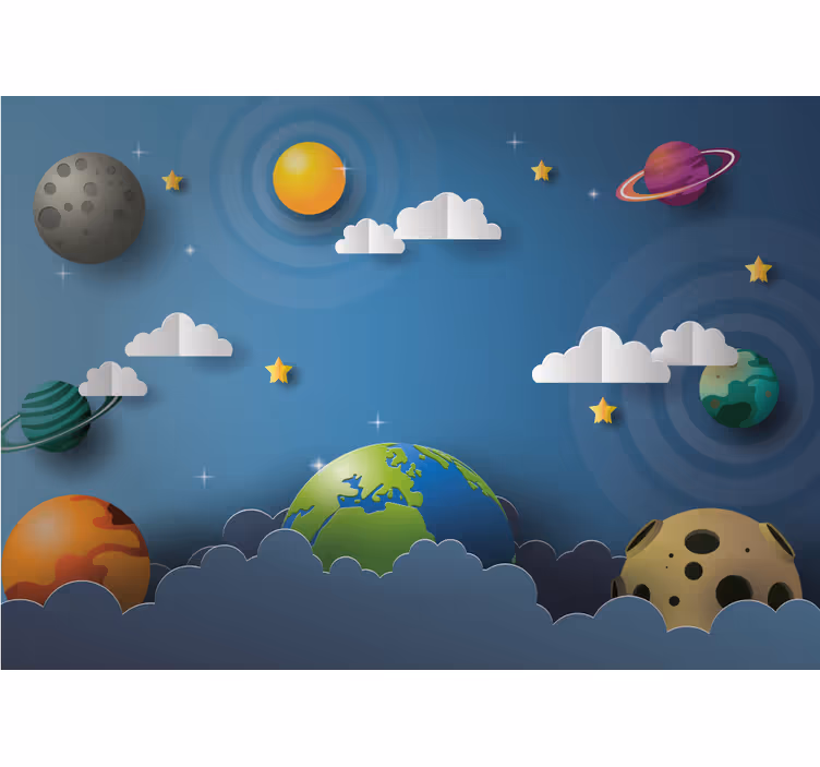 Cortina roller infantil planetas de dibujos en línea - TenVinilo