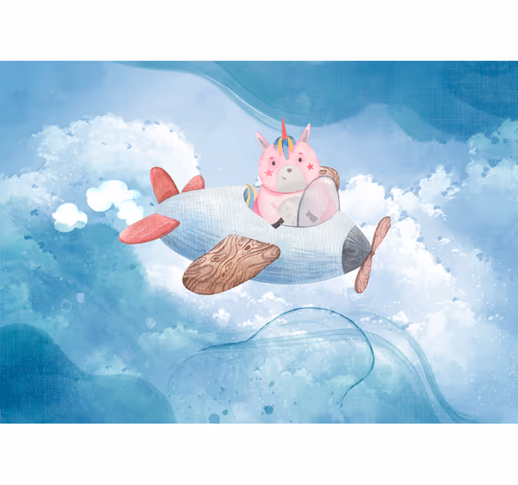 Cortina roller infantil unicornio volador en el cielo - TenVinilo