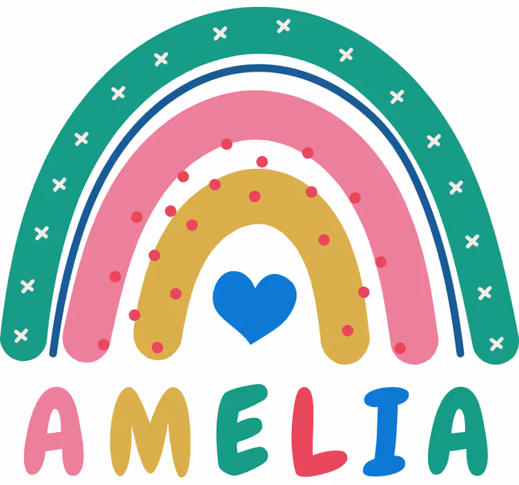 Cortina roller infantil corazón arcoíris personalizada - TenVinilo