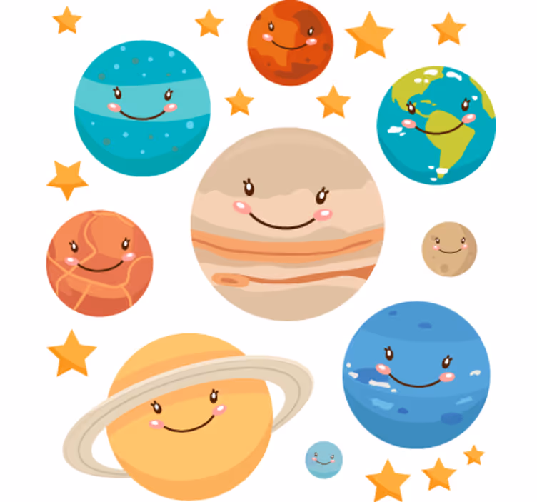 Cortina roller infantil sticker planetas sistema solar - TenVinilo