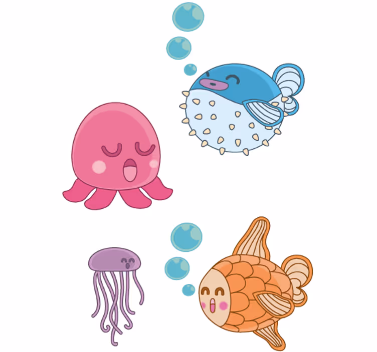 Cortina roller infantil sticker ilustración peces - TenVinilo