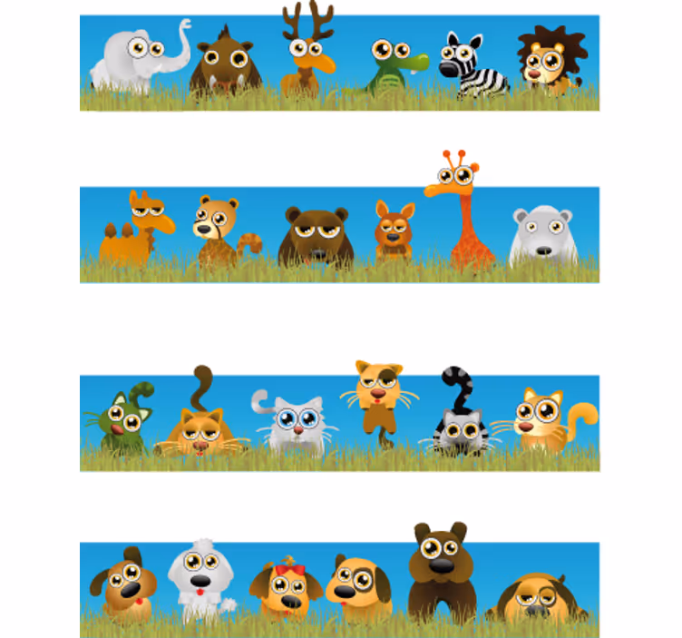 Cortina roller infantil rayas con animales - TenVinilo