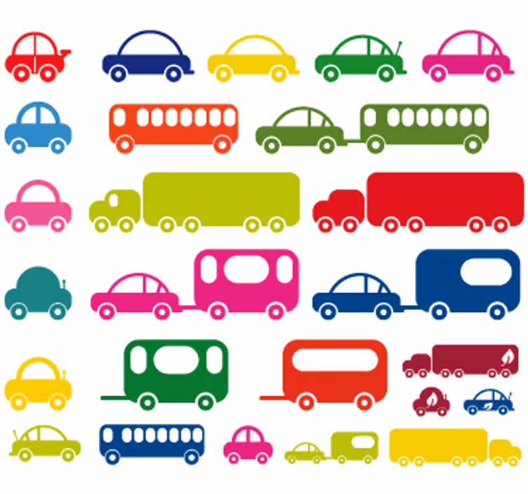 Cortina roller infantil sticker colección de autos - TenVinilo