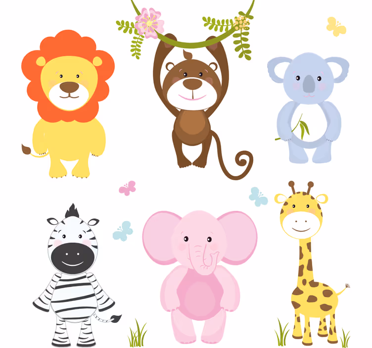 Cortina roller infantil animales bebés coloridos - TenVinilo