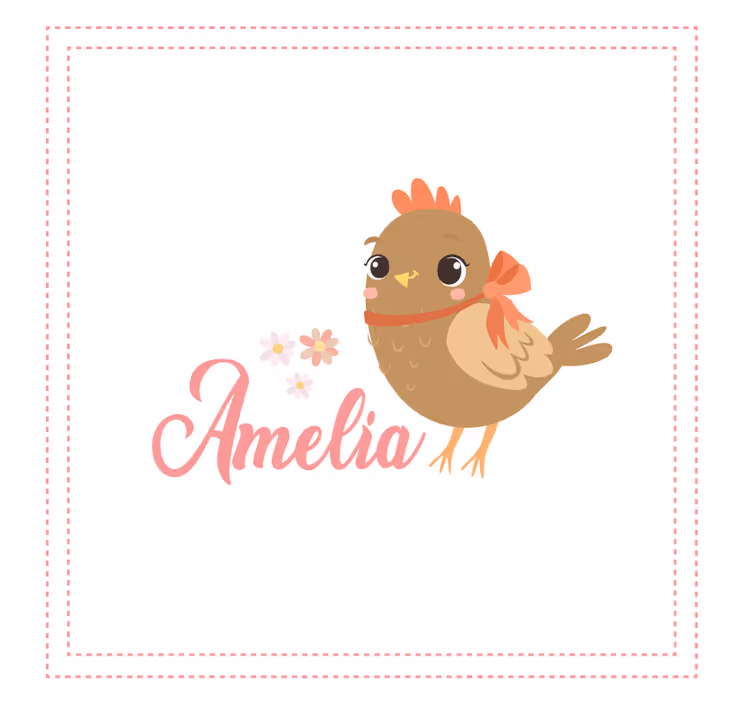 Cortina roller infantil pollito con cinta y nombre - TenVinilo