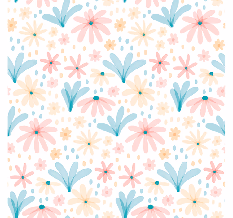 Cortina roller infantil patrón floral en tonos pastel - TenVinilo