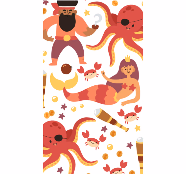 Cortina roller infantil pulpo pirata para baño - TenVinilo