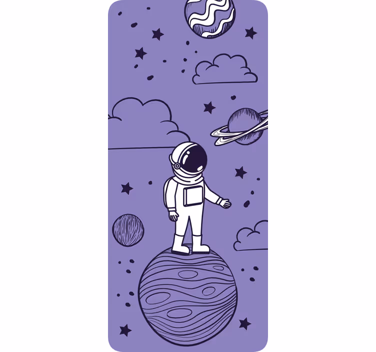 Cortina roller infantil dibujo de astronauta con planetas - TenVinilo