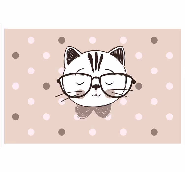 Cortina roller infantil gato inteligente con gafas - TenVinilo
