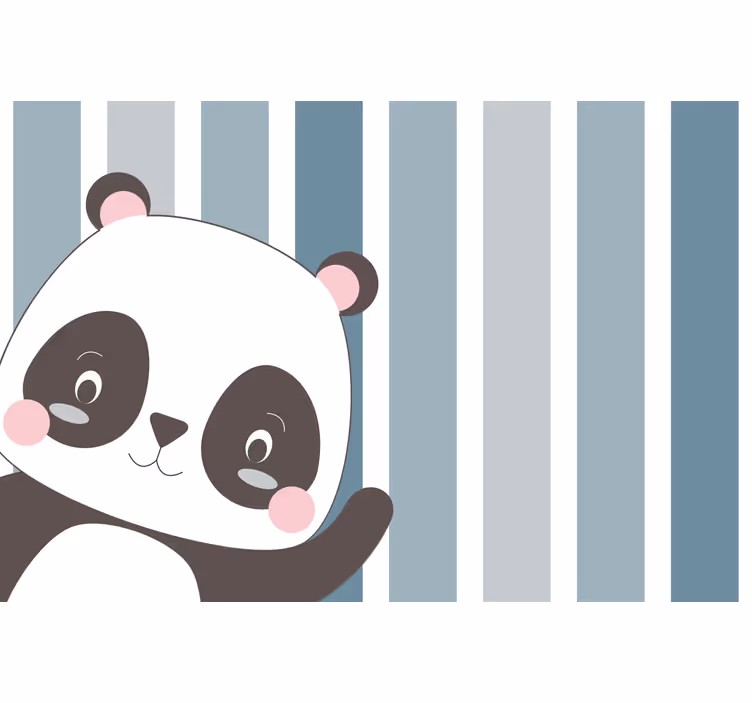 Cortina roller infantil fondo a rayas de panda feliz - TenVinilo