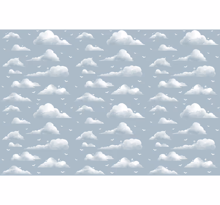 Cortina roller infantil diseño nubes y pájaros grises - TenVinilo