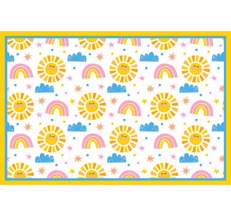 Cortina roller infantil arcoíris sol y nubes blancas - TenVinilo