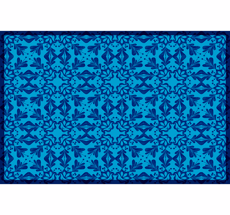 Cortina roller azul mantel de mosaico floral - TenVinilo