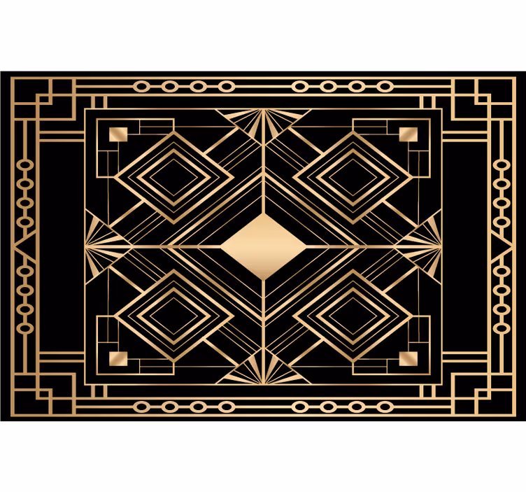 Cortina roller negra patrón deco arte moderno dorado - TenVinilo