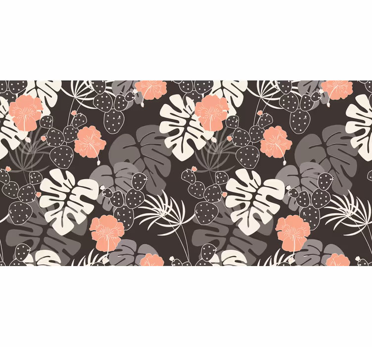 Cortina roller habitación azulejos florales grises y rosas - TenVinilo