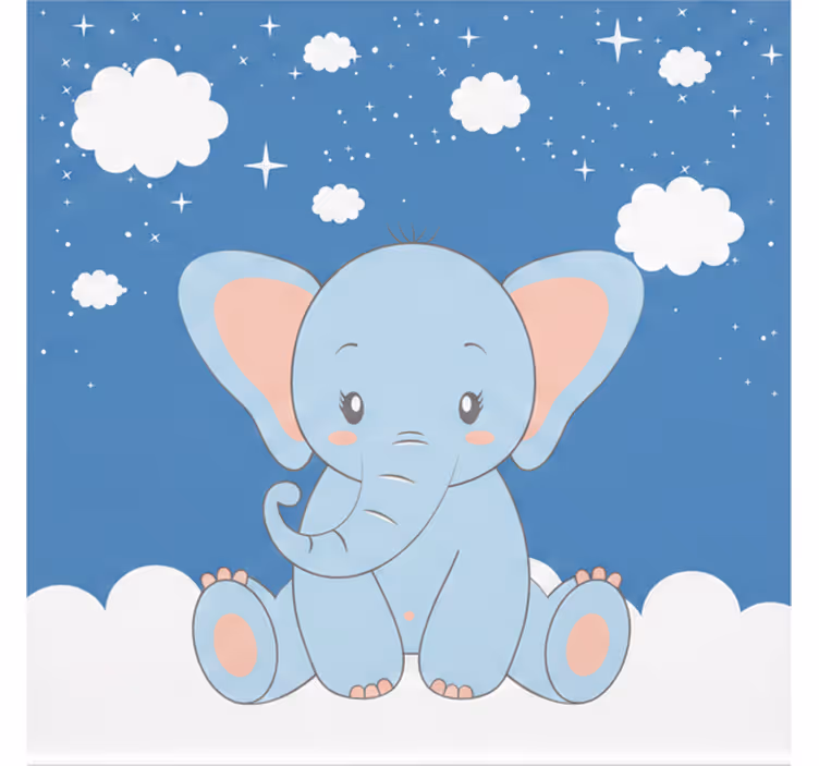 Cortina roller infantil elefante azul dibujado - TenVinilo