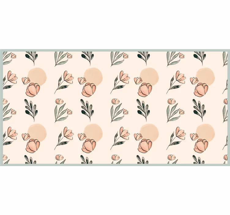Cortina roller beige flores pastel modernas en acuarela - TenVinilo